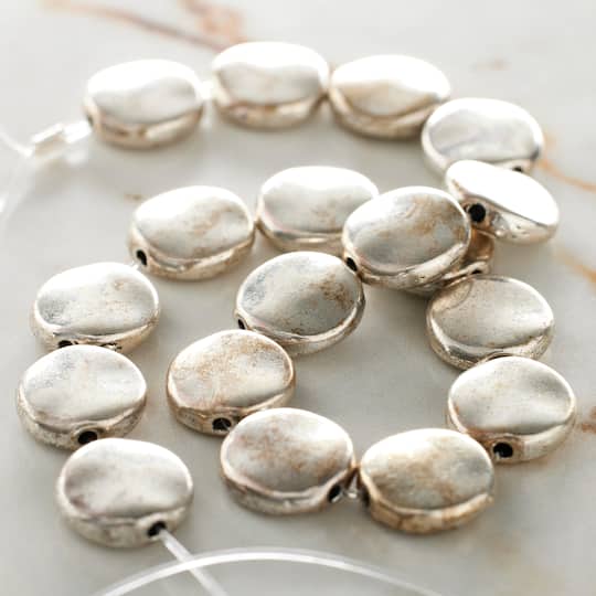 12 Pack: Sterling Silver-Plated Lentil Beads, 10mm by Bead Landing™